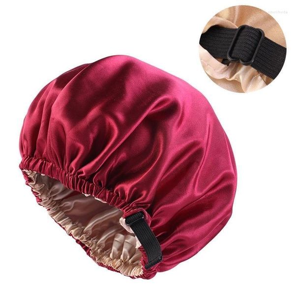 Lices de chá de gorro/caveira tampa de chuveiro macio camada de dupla face acetinada noite alinhada para feminino/crânio chur22