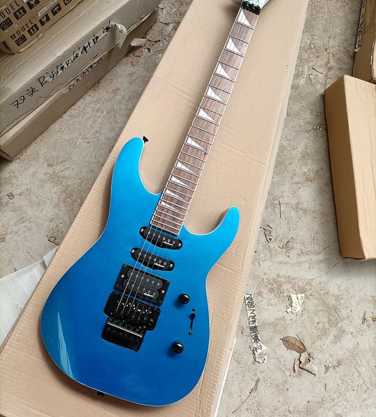 

6 strings metallic blue electric guitar rosewood fretboard with white binding