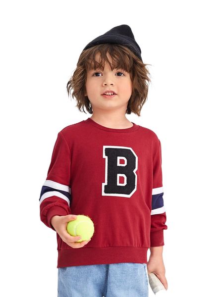 

toddler boys letter patched striped detail sweatshirt l9tt#, Black;white