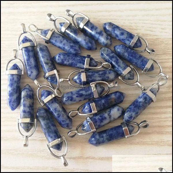 

pendant necklaces pendants jewelry fashion charm natural stone sodalite 50pcs pillar for maki dhrnr, Silver