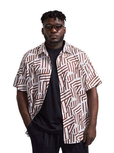 

men random striped print shirt 24jt#, White;black