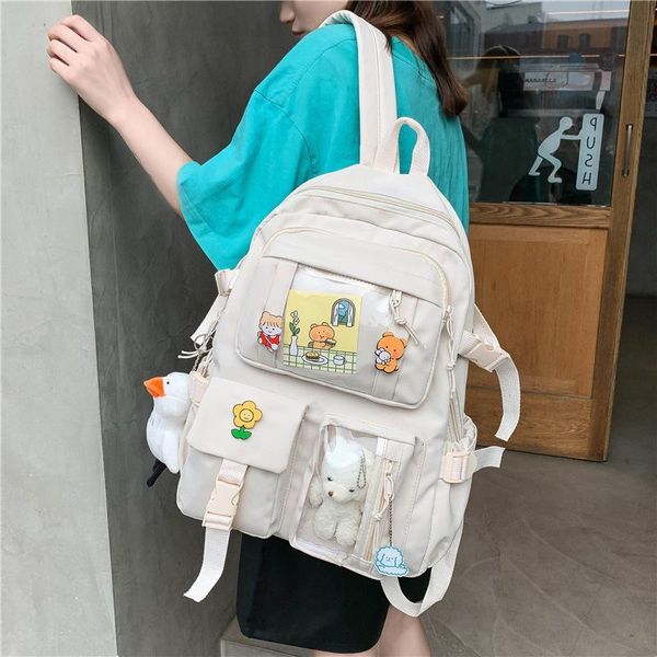 Sacos de escola júnior alta aluna estudante versão coreana 2022 fofo harajuku faculdade estilo mochila oxford pano back pack ao ar livre