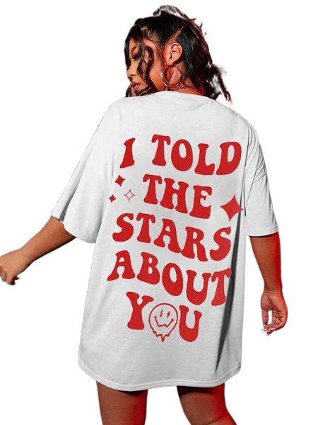 

plus expression & slogan graphic drop shoulder tee a0ta#, Black