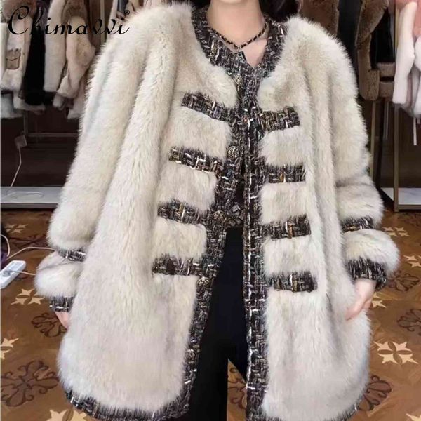 

fashion fur coats 2022 new winter coat women high-end long-sleeved toka double face wool leather warm mid-length casual jacket t220716, Black