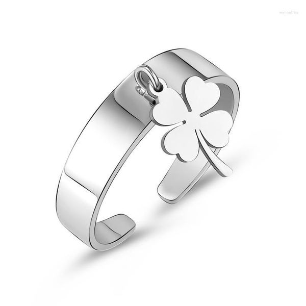 Cluster Rings Lucky Four Heart Clover из нержавеющей стали для мужчин Женщины дружба Свадьба Регулируемая открытая ювелирная вечеринка подарки Wynn22