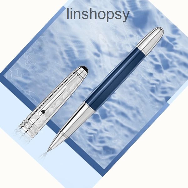 

luxury pen limited edition (around the world in eighty days) dark blue resin roller ballpoint pens stationery office school supplies with, Blue;orange