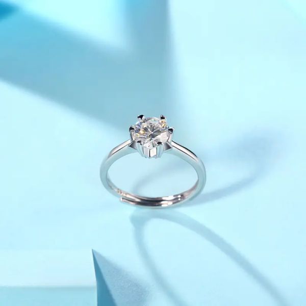 

ring starlight 925 adjustable moissanite rings 0.5ct anniversary daily engagement elegant, Golden;silver
