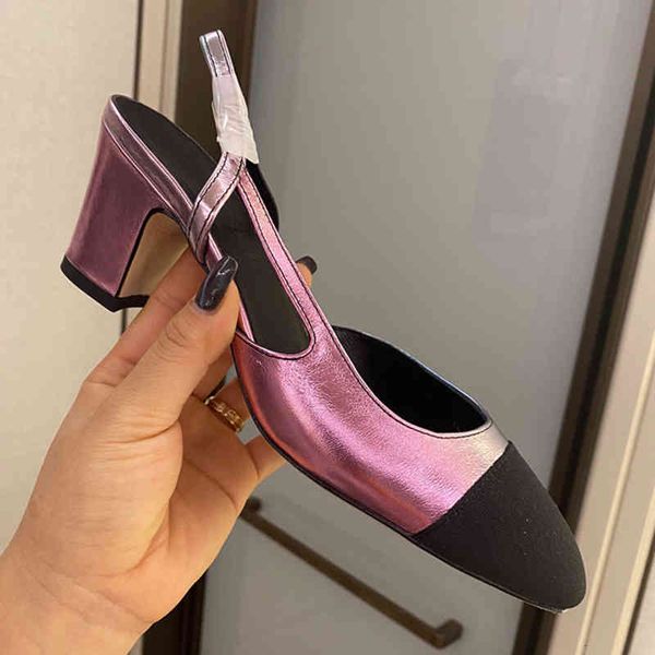 

sandals baotou sandals spring and summer temperament round head high heels one line with thick heel shallow mouth fairy shoes, Black