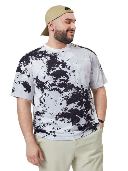 

extended sizes men splash ink print tee k1mb#, White;black
