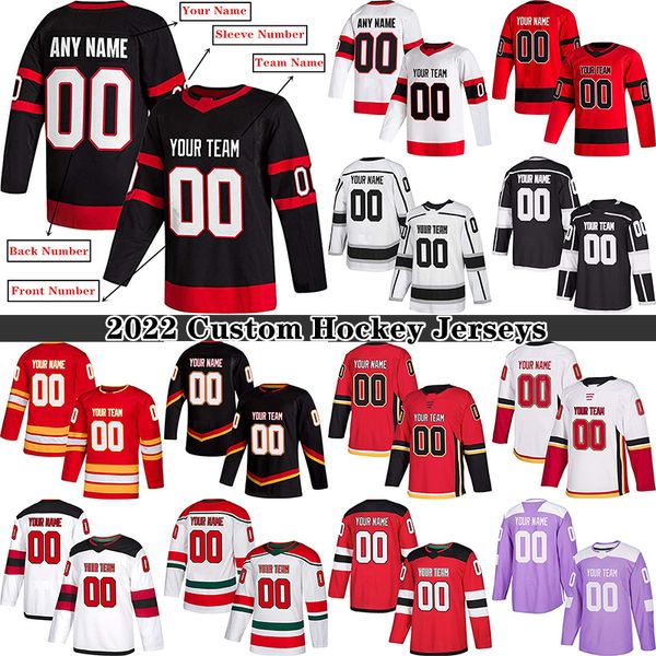 

2022 custom ice hockey jersey for men women youth s-5xl authentic embroidered name & numbers - design your own hockey jerseys, Black;red