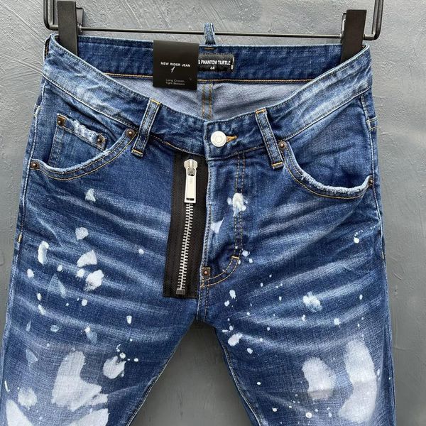 

jean dsq phantom turtle classic fashion man jeans hip hop rock moto mens casual design ripped jeans distr dsquare 2 dsquareds dsq2s dsqs zvv, Blue