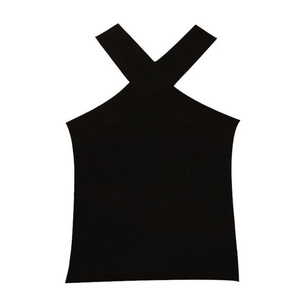 

women's tanks & camis women knitted criss cross halter backless tank summer fashion girls slim knitwear bandage cropped lady vests, White