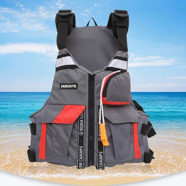 

water sports safety life jacket reflective large pocket multifunctional vest fishing surfing rafting swimming life jacket, Blue;black