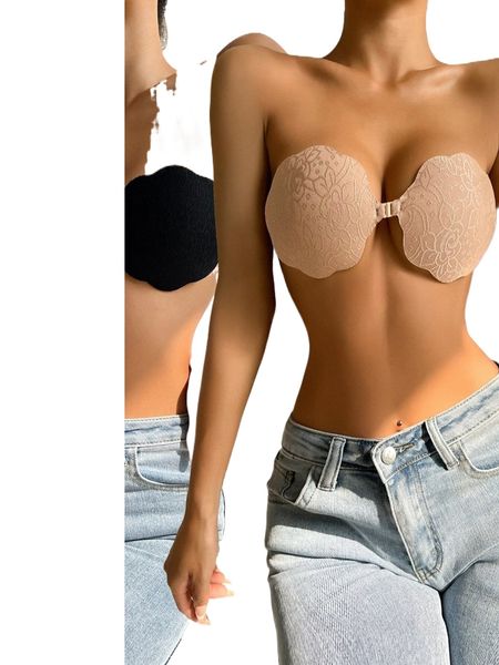 

2pack buckle front nipple cover up q2qj#, Black;red