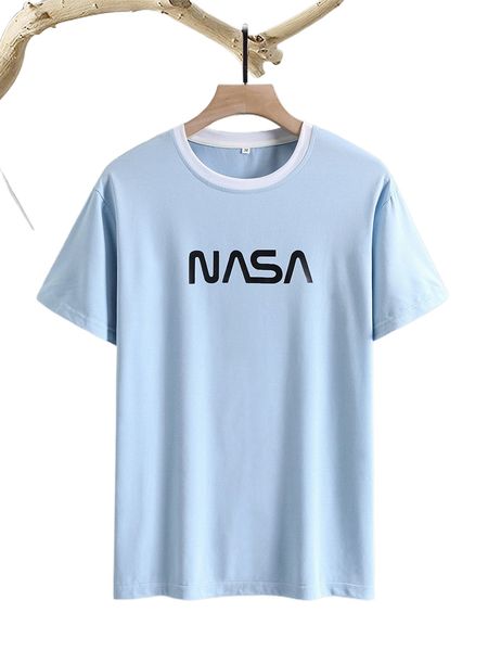 

men letter graphic contrast trim tee 39qc#, White;black