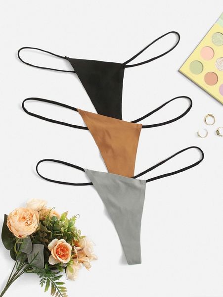 

plus 3pack solid panty r4ot#, Black;white