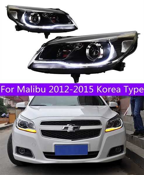 Автомобильные фары, аксессуары для освещения для Malibu 20 12-20 15, корейский тип, светодиодный головной свет DRL, дневные огни, указатель поворота, подтяжка лица
