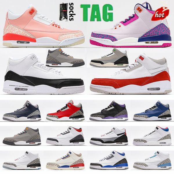 

2022 3s basketball shoes 3 mens sports sneakers with box size 47 us 13 medium grey pine green racer blue fire red mocha varsity royal chicag