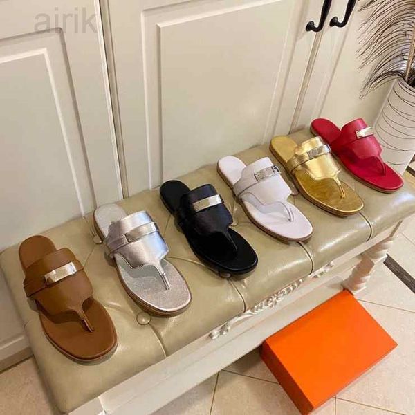 

metal button flip flops shoes wholesale flat sandals cowhide upper leather outsole silver turnbuckle upper house slippers beach slipper ladi, Black