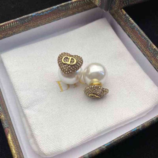 

2022 factory wholesale new di home new style love full diamond letters cds925 earrings net red pearl earrings oejg, Golden