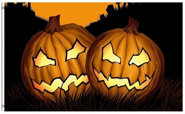 

halloween pumpkin flag 3x5 ft 100%polyester banner with brass grommets for halloween outdoor yard garden decor