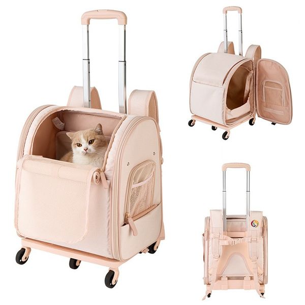 

foldable pet trolley case cat dog travel tote bag backpack handbag ventilated breathable carrying box suitcase bags pets luggage universal w