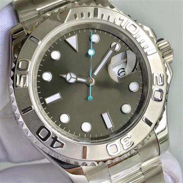 

classic fashion u1 waterproof 30m automatic machine movement yatch master ii gray dial men watch 316 stainless band223i, Slivery;brown