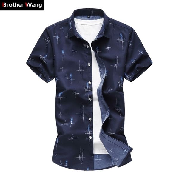 

summer new men's casual shirt fashion print slim short sleeve shirt hawaiian shirt brand clothing plus size 5xl 6xl 7xl, White;black