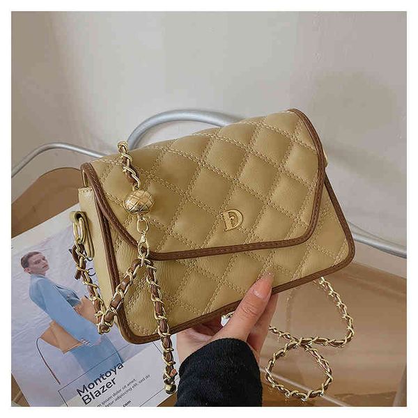 

2022 diagonal cross simple embroidered thread wholesale s new fashion shoulder plaid chain women's bag