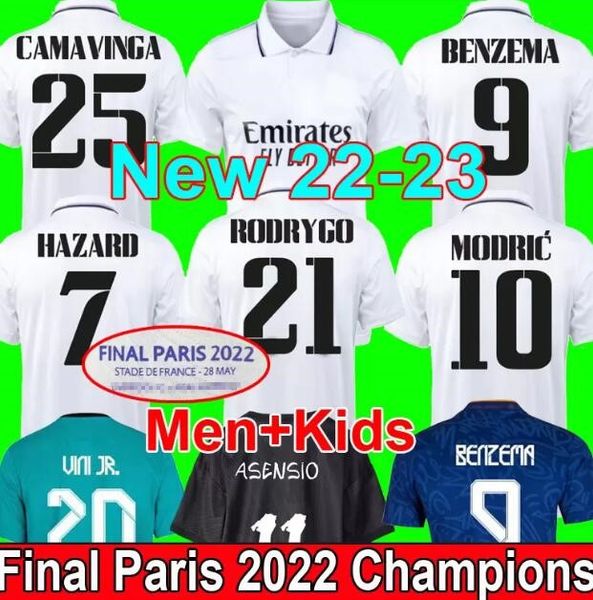 Финал Camiseta de Futbol Benzema Soccer Jerseys Mbappe 22 23 футбольная рубашка Camavinga Asensio Men Kid