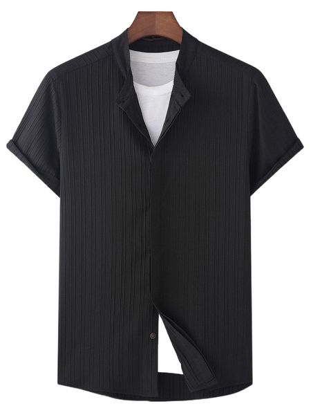 

men textured button front shirt without tee r0e2#, White;black