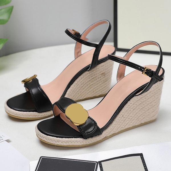 

the new womens luxury designer wedge platform sandals this pair of shoes combines design and high comfort and it is a very textured retro st, Black