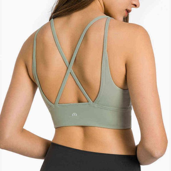 

lulu lu-dw172 bras brand vest back sports underwear cross fitness bra nude elastic yoga suit female 8d7p, Red;black