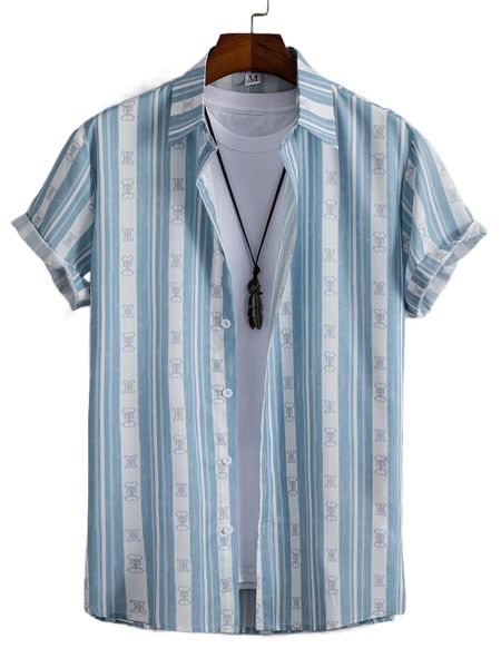 

men striped print shirt without tee k0ke#, White;black