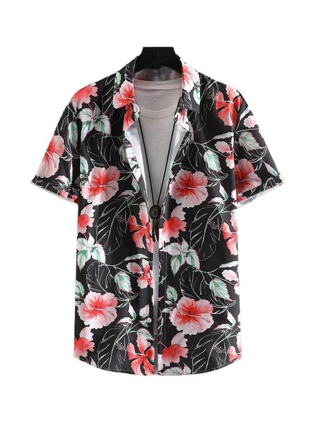 

men random floral print shirt without tee 89h6#, White;black