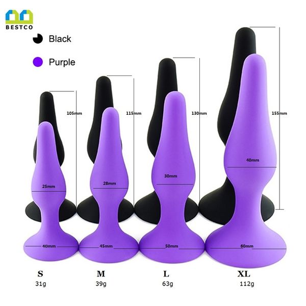 BESTCO Silicone Anal Plug Ventosa 4 Taglie Culo Enorme Perline Masturbazione Big Butt Massaggiatore Adulto Eexotic Giocattoli sexy per donne uomini