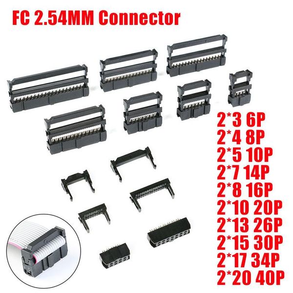 Anderes Beleuchtungszubehör 10 Stück Dip 6/10/20/26/34/40 PIN 2,54 mm Rastermaß Steckerbuchse gerade IDC-Box-Header PCB-Anschluss zweireihig 10P/20P