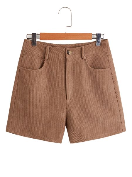

solid corduroy shorts l14x#, White;black