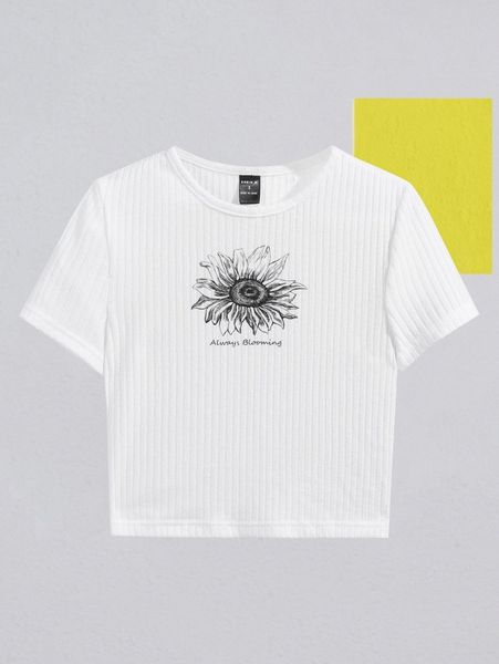 

x kellyprimackart floral & letter graphic tee r6oi#, White