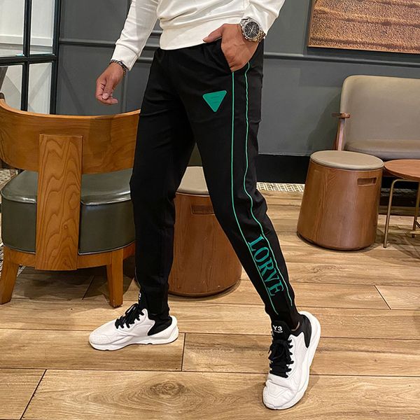 

men's sweatpants fashion triangle designer pants male casual pants autumn winter green decoration black sports man trousers mens clothi