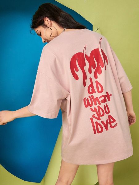 

x nope slogan graphic drop shoulder tee k93c#, White