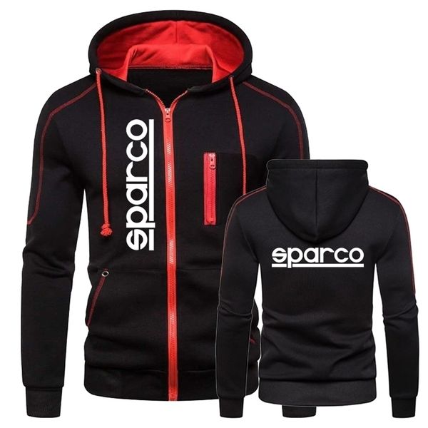 Felpa con cappuccio con stampa Sparco da uomo Capispalla Sport Felpe con cerniera Giacca con cappuccio slim multi-zip Felpe a maniche lunghe casual 220406