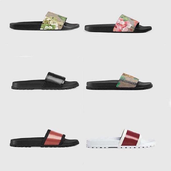 

men's women's slippers sandals shoes slide summer fashion wide flat flip flops with box 19, Black