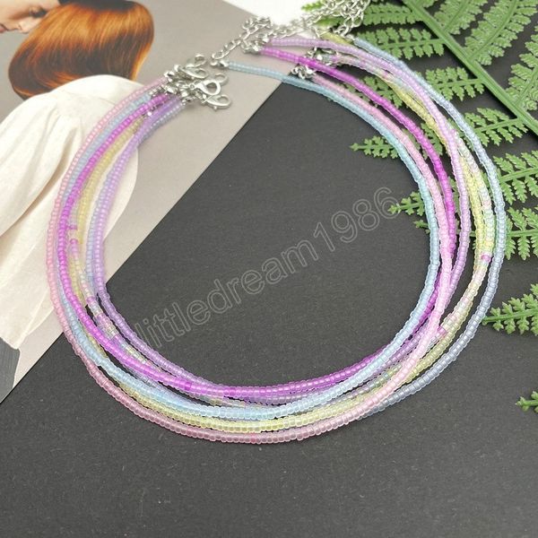 

handmade transparent beads necklace simple choker women boho jewelry accessary, Golden;silver