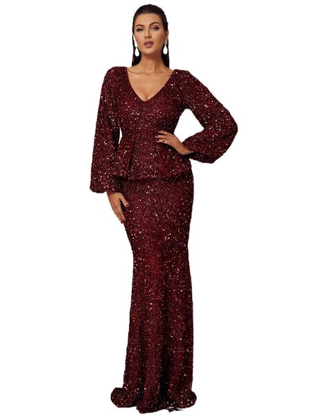 

missord lantern sleeve sequin prom dress s6yt#, Black;gray