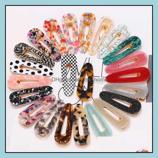 Meninas Cabelo Barrettes 22 Cores Waterdrop Acrílico Triângulo Triângulo Cabeleireiro Vintage Menina Mulheres Clipes Geométricos Snap Barrette Pins Drop Delivery 2021