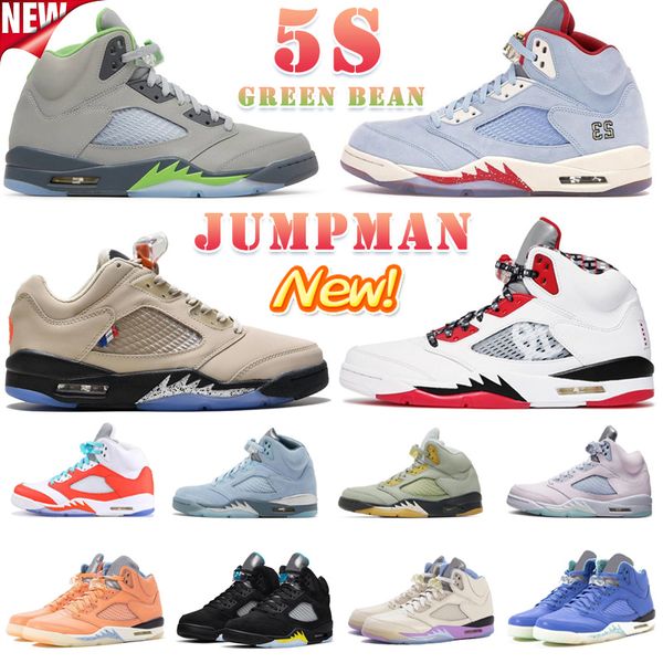 

basketball shoe 5s 5 shoes mens trainers sports sneakers green bean oreo university blue mars red suede