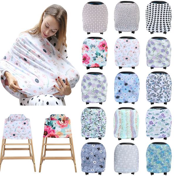 

multifunctional 5 in 1 baby breastfeeding cover car seat canopy shopping cart trendy scarf breathable nursing 220524