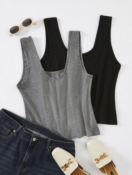 

plus 2pcs solid tank 51yx#, Black