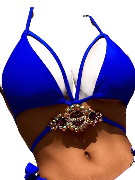 

gem decor halter triangle bikini e3my#, White;black
